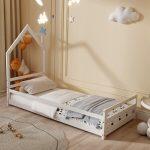 Κρεβατι Παιδικο Houser HM676.03 Τ.montessori Ξυλο Πευκο Λευκο- 190x90εκ - Image 4