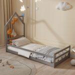 Κρεβατι Παιδικο Houser HM676.05 Τ.montessori Ξυλο Πευκο Γκρι- 190x90εκ - Image 4