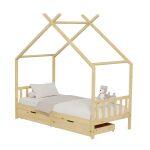 Κρεβατι Παιδικο Klarice HM680.01 τ.montessori-2 Συρταρια-Ξυλο Πευκο φυσικο-190x90εκ