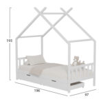 Κρεβατι Παιδικο Klarice HM680.03 τ.montessori-2 Συρταρια-Ξυλο Πευκου λευκο-190x90εκ - Image 3