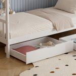 Κρεβατι Παιδικο Klarice HM680.03 τ.montessori-2 Συρταρια-Ξυλο Πευκου λευκο-190x90εκ - Image 7