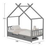Κρεβατι Παιδικο Klarice HM680.05 τ.montessori-2 Συρταρια- Ξυλο Πευκου γκρι-190x90εκ - Image 3