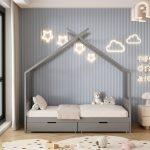 Κρεβατι Παιδικο Klarice HM680.05 τ.montessori-2 Συρταρια- Ξυλο Πευκου γκρι-190x90εκ - Image 5