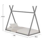 Κρεβατι Παιδικο Munk HM681.05 Τ.montessori Μασιφ Ξυλο Πευκου Γκρι- 190x90εκ - Image 3