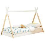 Κρεβατι Παιδικο Munk HM699.03 Τ.montessori Ξυλο Πευκου Φυσικο-Λευκο- 190x90εκ