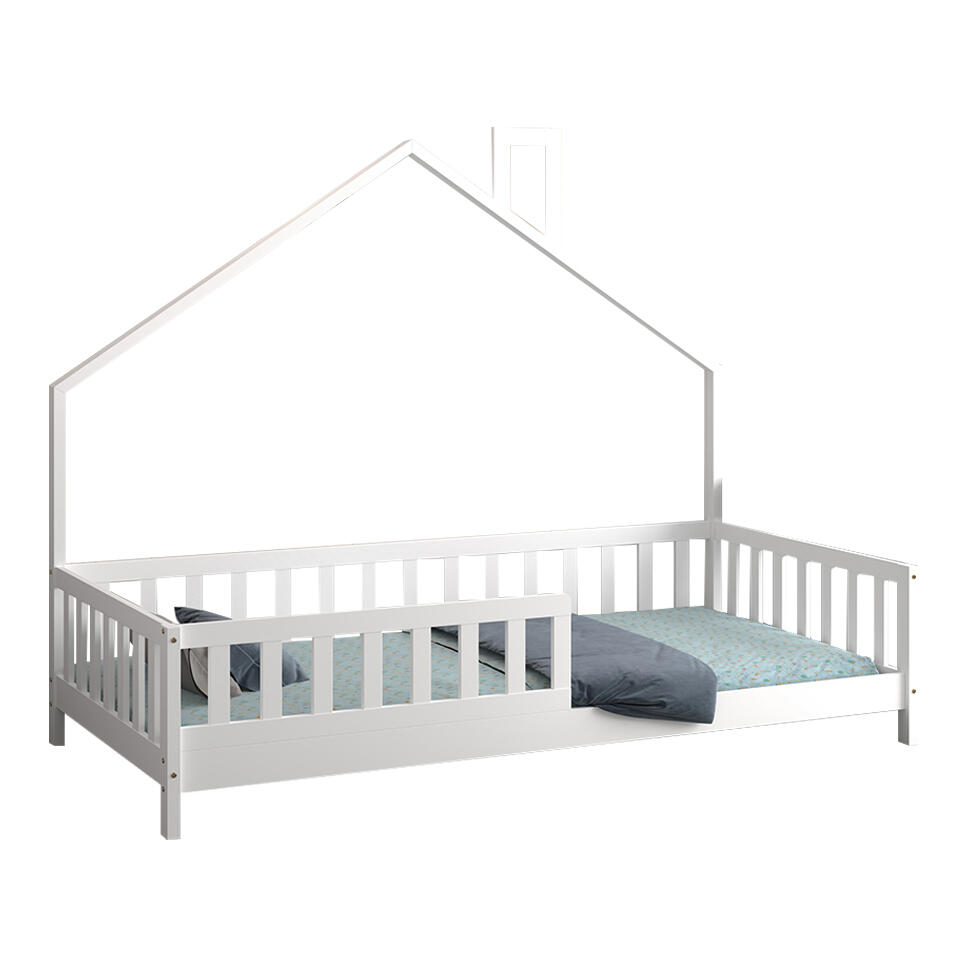 krebati-paidiko-fb974003-tmontessori-xyl Κρεβατι Παιδικο Houser HM740.03 Τ.montessori Ξυλο Πευκο Λευκο--Για 190x90εκ - Image 1