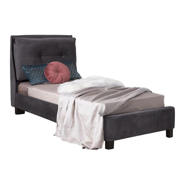krebati-riley-90ch200-me-yfasma-beloydo- Κρεβατι Riley 90x200 Εκ. Με Υφασμα Βελουδο Γκρι HM561.01 - Image 1