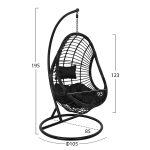 Κρεμαστη Πολυθρονα Φωλια Callie HM5541.02 Με Μαυρο Wicker & Μαξιλαρια φ105χ195υ Εκ. - Image 2