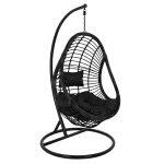 Κρεμαστη Πολυθρονα Φωλια Callie HM5541.02 Με Μαυρο Wicker & Μαξιλαρια φ105χ195υ Εκ.