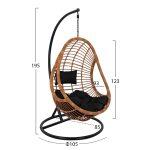 Κρεμαστη Πολυθρονα Φωλια Callie HM5541.04 Με Μπεζ Wicker & Μαυρα Μαξιλαρια φ105χ195υ Εκ. - Image 2