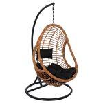 Κρεμαστη Πολυθρονα Φωλια Callie HM5541.04 Με Μπεζ Wicker & Μαυρα Μαξιλαρια φ105χ195υ Εκ.