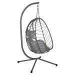 Κρεμαστη Πολυθρονα Φωλια Millie HM5997.10 Μεταλλο-Συνθ.rattan Γκρι 90x75x190υεκ. - Image 5