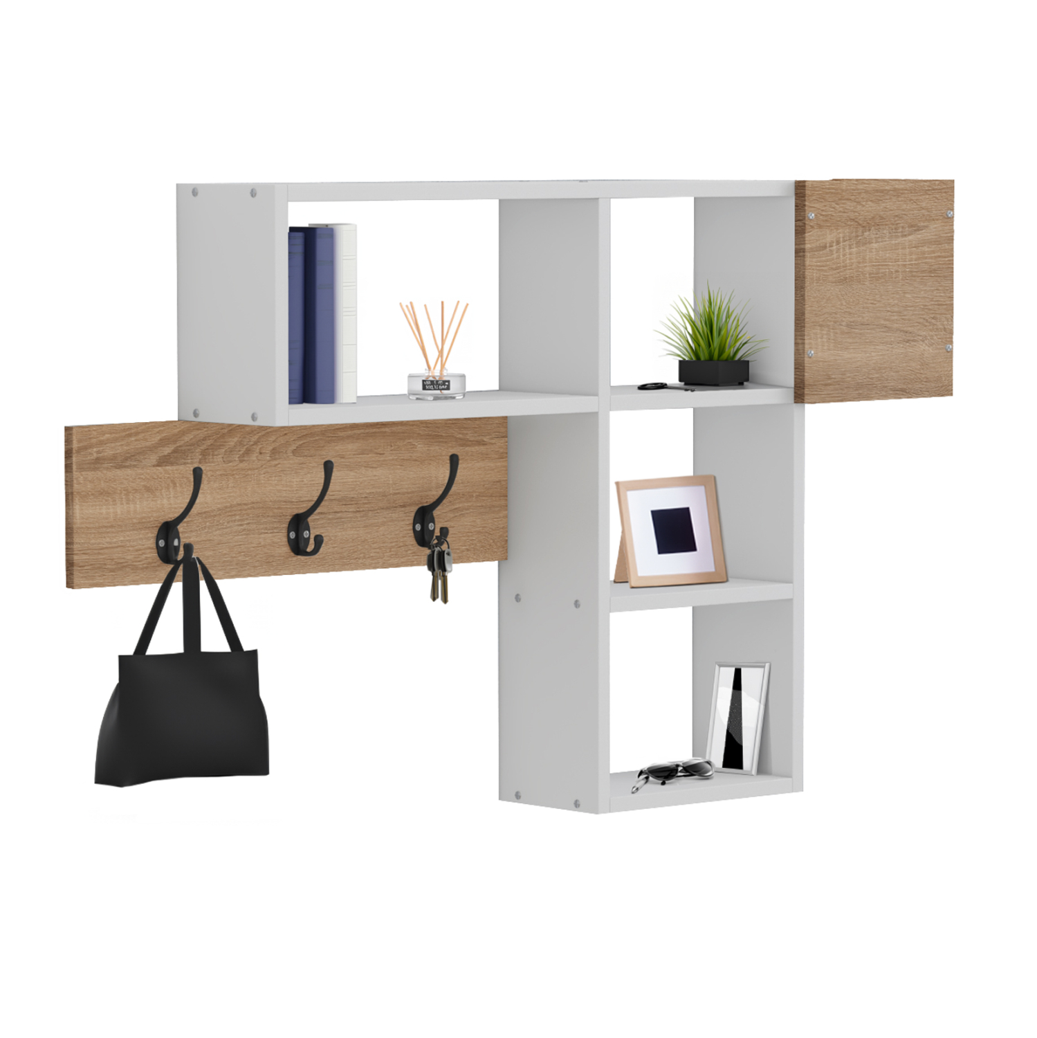 kremastra-eisodoy-me-rafia-fb9897312-mel Κρεμαστρα Εισοδου Με Ραφια Harlan HM8973.12 Μελαμινη Σε Sonama-Λευκο 99,5x15x61υεκ. - Image 1