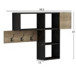 Κρεμαστρα Εισοδου Με Ραφια Harlan HM8973.13 Μελαμινη Σε Φυσικο-Μαυρο Μαρμαρο 99,5x15x61υεκ - Image 2