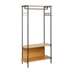 Κρεμαστρα-Ραφιερα Μεταλλικη Fylliana FL2504 Black Oak Χρωμα 80x36x158εκ