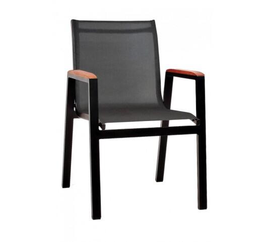 lesly-polythrona-alouminiou-292-28723 Lesly Black Πολυθρόνα Aλουμινίου Textilene Black - Image 1