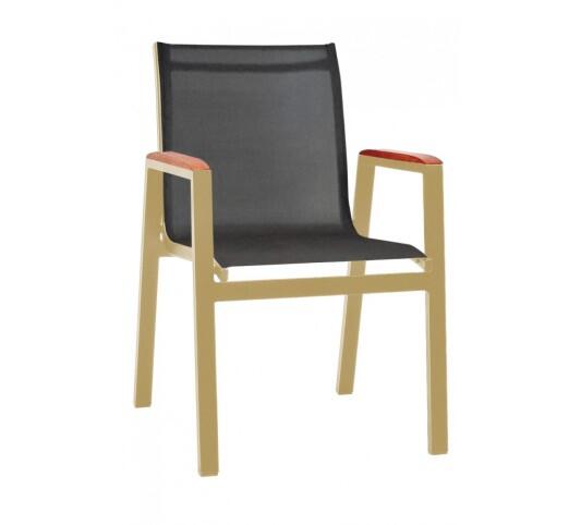 lesly-polythrona-alouminiou-292-28727 Lesly Gold Black Πολυθρόνα Αλουμινίου Textilene - Image 1