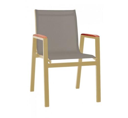 lesly-polythrona-alouminiou-292-28736 Lesly Gold Πολυθρόνα Αλουμινίου Textilene Beige - Image 1