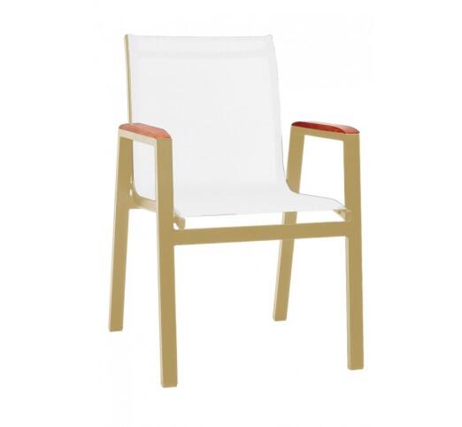lesly-polythrona-alouminiou-292-28754 Lesly Gold Πολυθρόνα Αλουμινίου Textilene White - Image 1