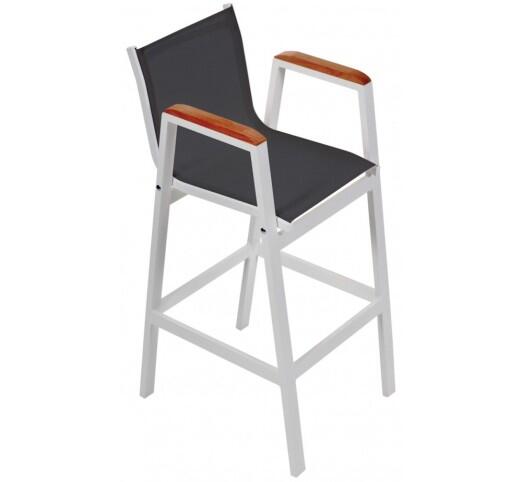 lesly-skampo-bar-alouminiou-388-32915 Lesly White Σκαμπό Μπαρ Αλουμινίου Textilene Black - Image 1