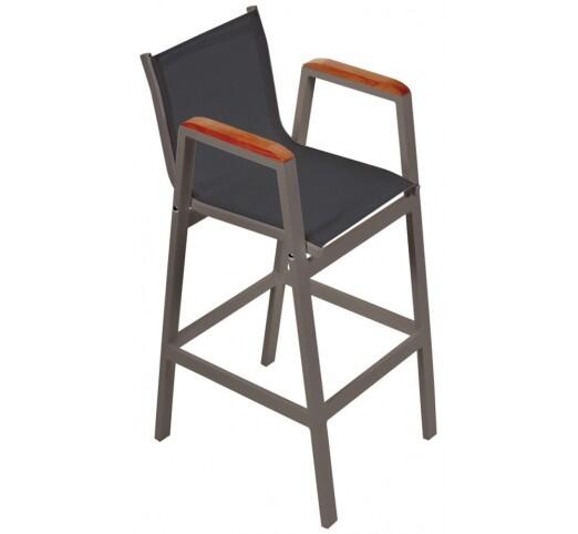 lesly-skampo-bar-alouminiou-388-32917 Lesly Taupe Σκαμπό Μπαρ Αλουμινίου Textilene Black - Image 1