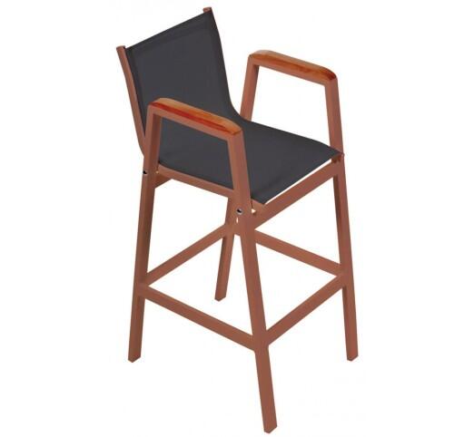 lesly-skampo-bar-alouminiou-388-32918 Lesly Copper Σκαμπό Μπαρ Αλουμινίου Textilene Black - Image 1