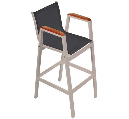 lesly-skampo-bar-alouminiou-388-32920 Lesly Sand Σκαμπό Μπαρ Αλουμινίου Textilene Black - Image 1
