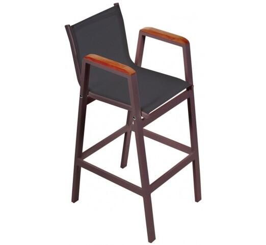 lesly-skampo-bar-alouminiou-388-32921 Lesly Brown Σκαμπό Μπαρ Αλουμινίου Textilene Black - Image 1