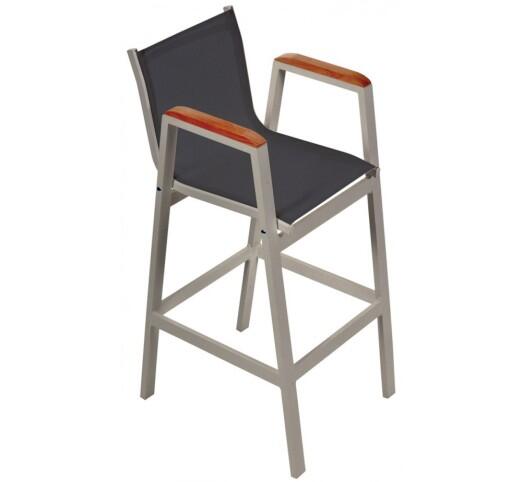 lesly-skampo-bar-alouminiou-388-32922 Lesly Grey Σκαμπό Μπαρ Aλουμινίου Textilene Black - Image 1