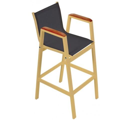 lesly-skampo-bar-alouminiou-388-32923 Lesly Gold Σκαμπό Μπαρ Αλουμινίου Textilene Black - Image 1