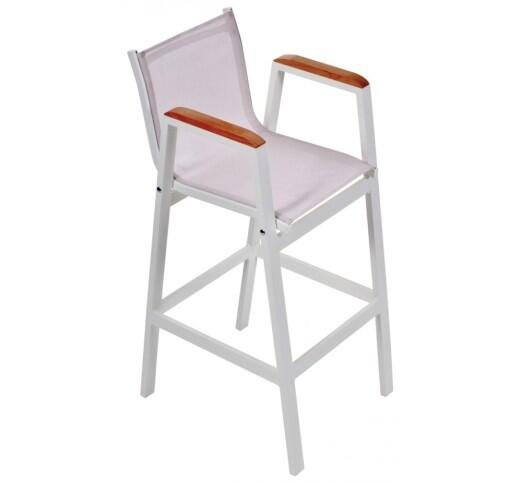 lesly-skampo-bar-alouminiou-388-32924 Lesly White Σκαμπό Μπαρ Αλουμινίου Textilene Beige - Image 1