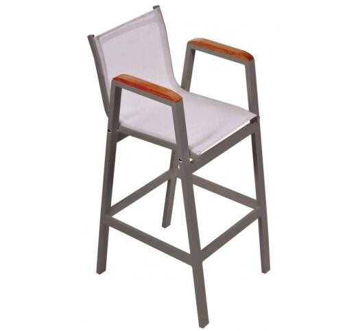 lesly-skampo-bar-alouminiou-388-32926 Lesly Taupe Σκαμπό Μπαρ Αλουμινίου Textilene Beige - Image 1