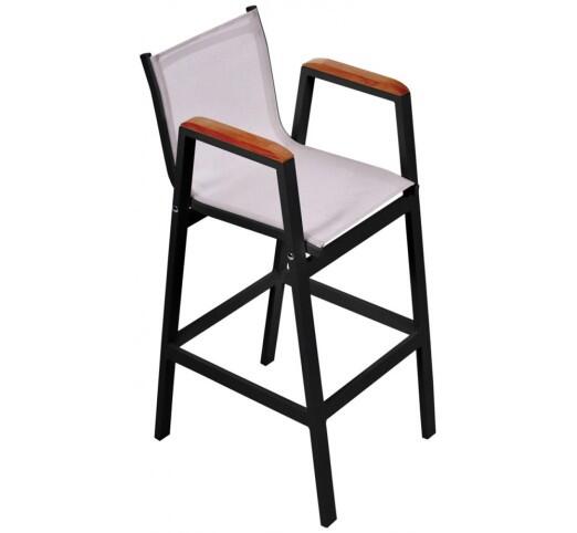 lesly-skampo-bar-alouminiou-388-32928 Lesly Black Σκαμπό Μπαρ Αλουμινίου Textilene Beige - Image 1