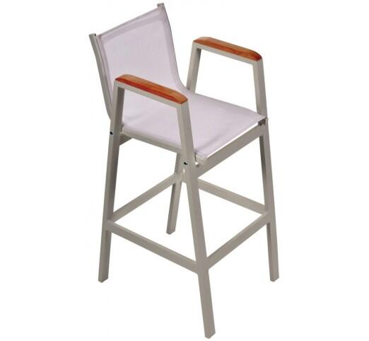 lesly-skampo-bar-alouminiou-388-32931 Lesly Grey Σκαμπό Μπαρ Aλουμινίου Textilene Beige - Image 1