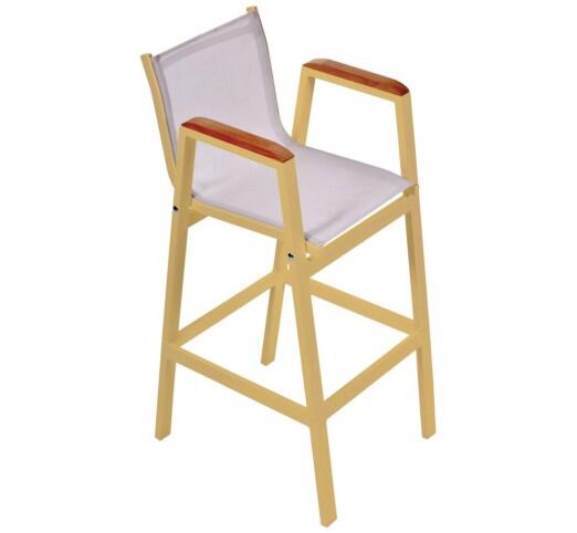 lesly-skampo-bar-alouminiou-388-32932 Lesly Gold Σκαμπό Μπαρ Αλουμινίου Textilene Beige - Image 1