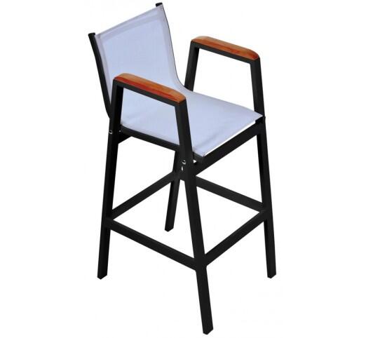 lesly-skampo-bar-alouminiou-388-32937 Lesly Black Σκαμπό Μπαρ Αλουμινίου Textilene Grey - Image 1
