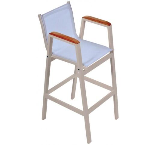 lesly-skampo-bar-alouminiou-388-32938 Lesly Sand Σκαμπό Μπαρ Αλουμινίου Textilene Grey - Image 1