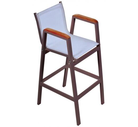 lesly-skampo-bar-alouminiou-388-32939 Lesly Brown Σκαμπό Μπαρ Αλουμινίου Textilene Grey - Image 1