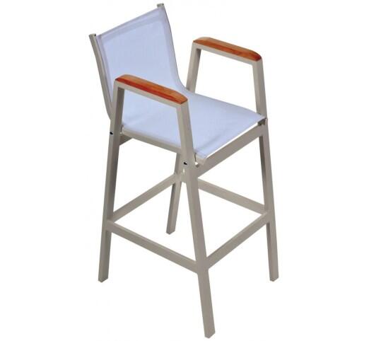 lesly-skampo-bar-alouminiou-388-32940 Lesly Grey Σκαμπό Μπαρ Aλουμινίου Textilene Grey - Image 1