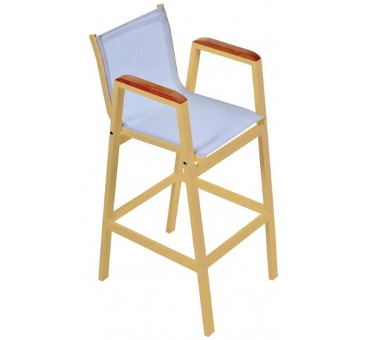 lesly-skampo-bar-alouminiou-388-32941 Lesly Gold Σκαμπό Μπαρ Αλουμινίου Textilene Grey - Image 1