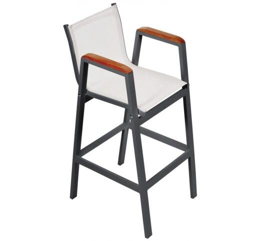lesly-skampo-bar-alouminiou-388-32943 Lesly Anthracite Σκαμπό Μπαρ Αλουμινίου Textilene White - Image 1