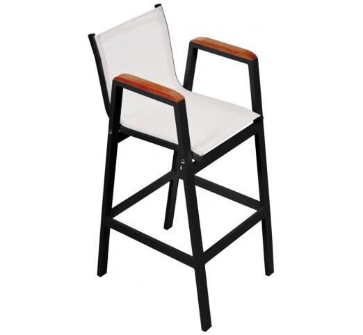lesly-skampo-bar-alouminiou-388-32946 Lesly Black Σκαμπό Μπαρ Αλουμινίου Textilene White - Image 1