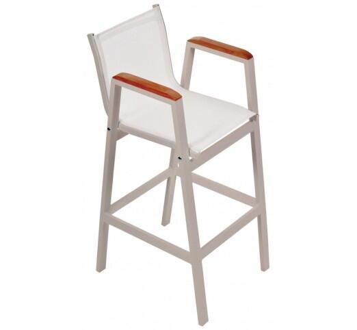 lesly-skampo-bar-alouminiou-388-32947 Lesly Sand Σκαμπό Μπαρ Αλουμινίου Textilene White - Image 1