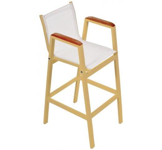 lesly-skampo-bar-alouminiou-388-32950 Lesly Gold Σκαμπό Μπαρ Αλουμινίου Textilene White - Image 1