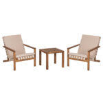 Lounge Σετ Εξ.χωρου 3τμχ Dame HM10982 Ξυλο Ακακιας--Σχοινι Strap & Μαξιλαρια Σε Μπεζ