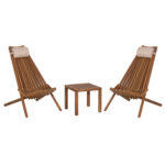 Lounge Σετ Εξ.χωρου 3τμχ Shigan HM10993 Ξυλο Ακακιας--Μαξιλαρi Κεφαλης Σε Μπεζ