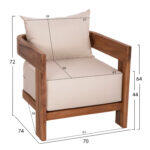 Lounge Σετ Kioto HM10960 Τραπεζακι & 2 Πολυθρονες--Ξυλο Teak--Μπεζ Μαξιλαρια - Image 3