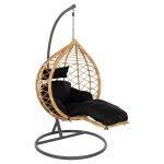 Μονη Κρεμαστη Φωλια Me Υποποδιο Gracie HM5755.02 Μπεζ Συνθ.rattan-Γκρι Μεταλ.σκελετος φ104x200υεκ