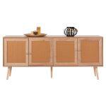 Μπουφες Colm HM9440.11 Μελαμινης & Συνθετικο Rattan Στις 4 Πορτες 160x39,5x71yεκ. - Image 4