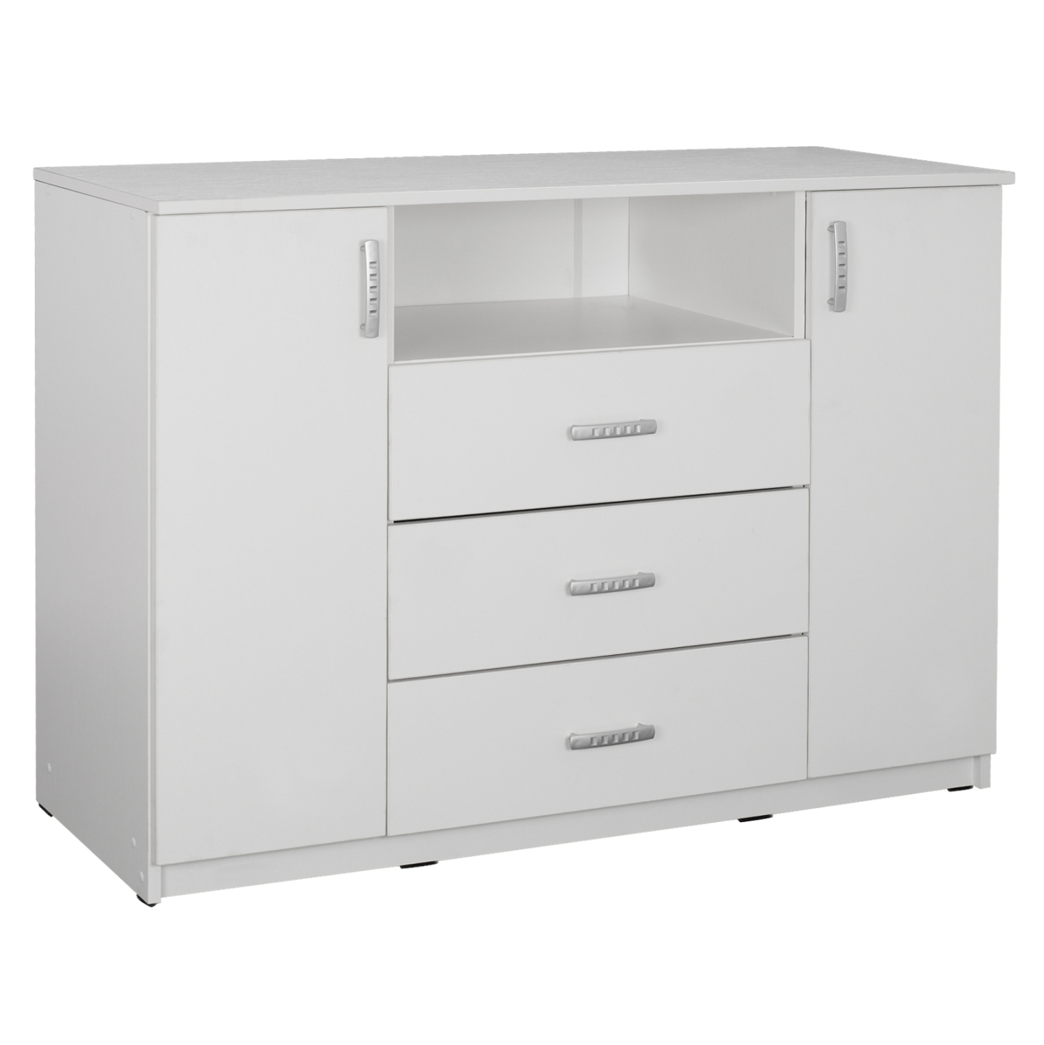 mpoyfes-me-2-ntoylapia-k-3-syrtaria-leyk Μπουφες Adler HM2430.03 Μελαμινη Λευκη 120x45x85yεκ - Image 1